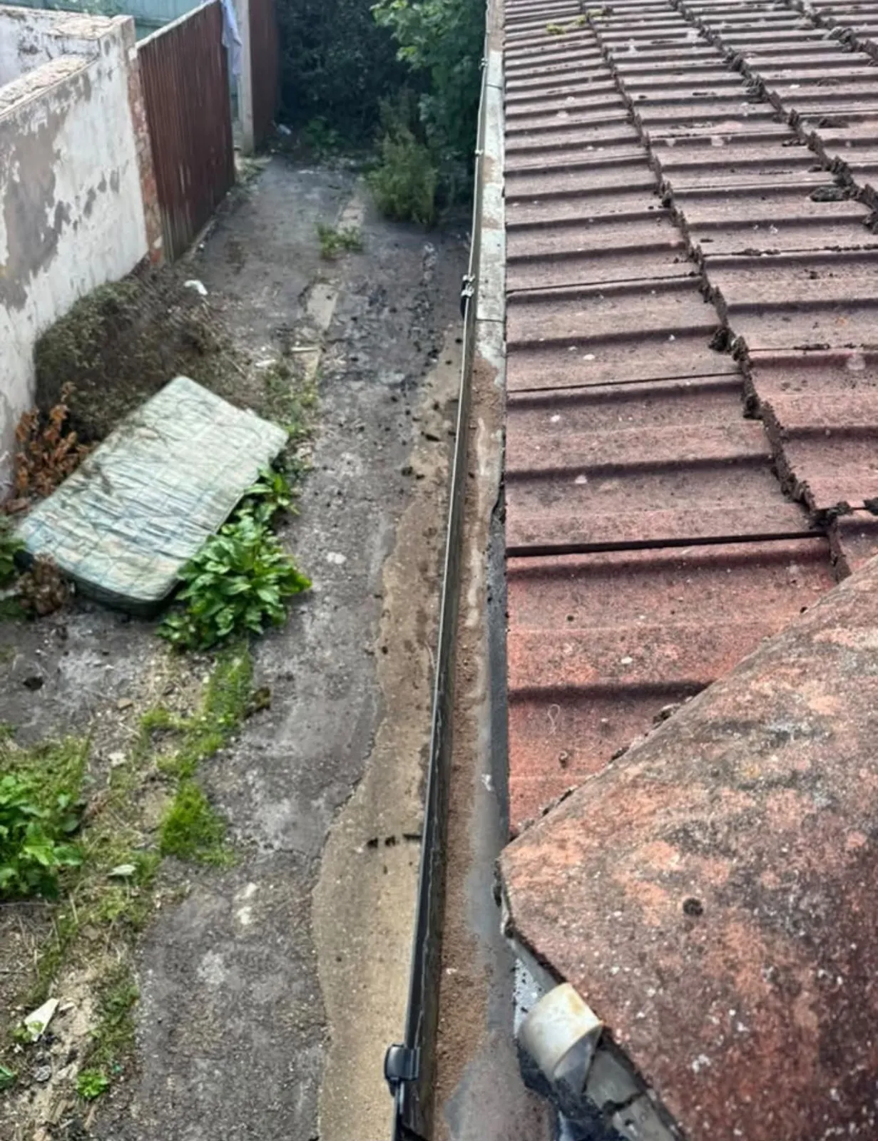 Cleared guttering and roof edge